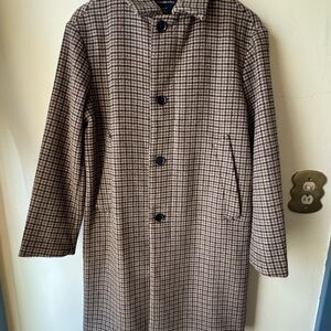Abercrombie & Fitch Brown Houndstooth Pea Coat